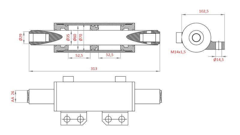 HYDRAULIC POWER STEERING CYLINDER MASSEY FERGUSON  OEM-0013901U1