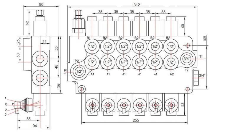 HYDRAULIKVENTIL 6xP80