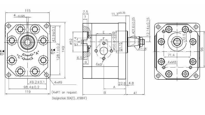 HYDRAULICKÉ ČERPADLO 30C50X198 FIRST GR.3 GR.2 50 CC PRAVÉ