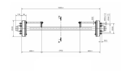 ACHSE FÜR ANHÄNGER 7200 kg MIT BREMSEN (1600 mm)