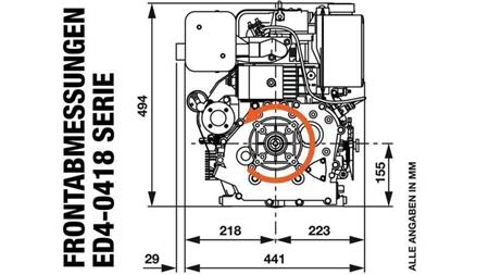 diesel engine 418cc-7,83kW-10,65HP-3.600rpm-E-TP25.4x105-electric start