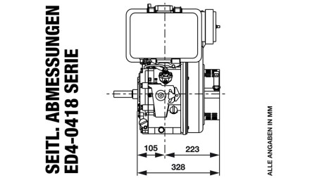 MOTORE DIESEL 418cc-7,83kW-10,65HP-3.600 U/min-E-TP26x77-avvio elettrico