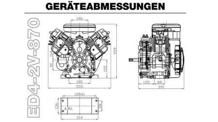 MOTORE DIESEL 870cc-15,2kW-3.600 U/min-V-E-KW25,4 (1 Zoll)x78,8-avvio elettrico