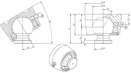 SWINGING END FOR CYLINDER Dia. 55 max. 15 Ton