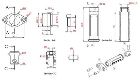 ALUMINIUM SEILTRÄGER FÜR P80 STEUERGERÄT