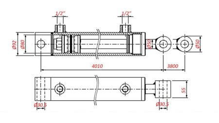 HYDRAULIC CYLINDER FOR WRECKER TOW TRUCK 80/50 - 3800 mm