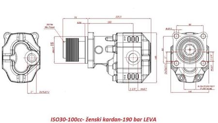 HYDRAULISCHE GUSSEISENPUMPE ISO30-100cc- MUFFE-WEIBLICH kardan-190 bar LINKS