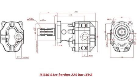 HYDRAULISCHE GUSSEISENPUMPE ISO30-61cc-ZAPFWELLE-kardan-225 bar LINKS