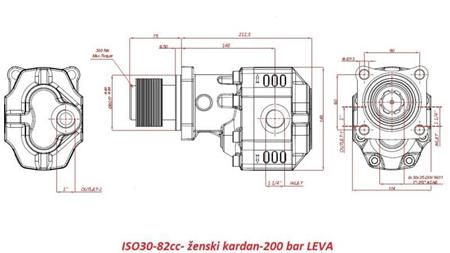HYDRAULISCHE GUSSEISENPUMPE ISO30-82cc-MUFFE- WEIBLICH kardan-200 bar LINKS
