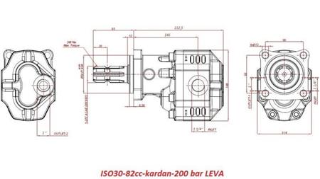 HYDRAULISCHE GUSSEISENPUMPE ISO30-82cc-ZAPFWELLE-kardan-200 bar LINKS