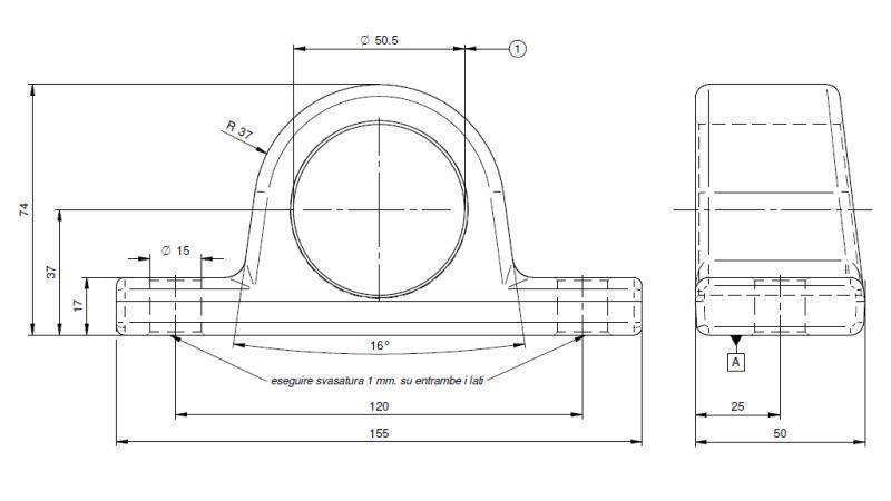 SUPPORT FOR TELESCOPIC CYLINDERS Dia.50