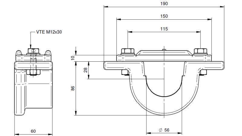 SUPPORT FOR TELESCOPIC CYLINDERS Dia.55-A