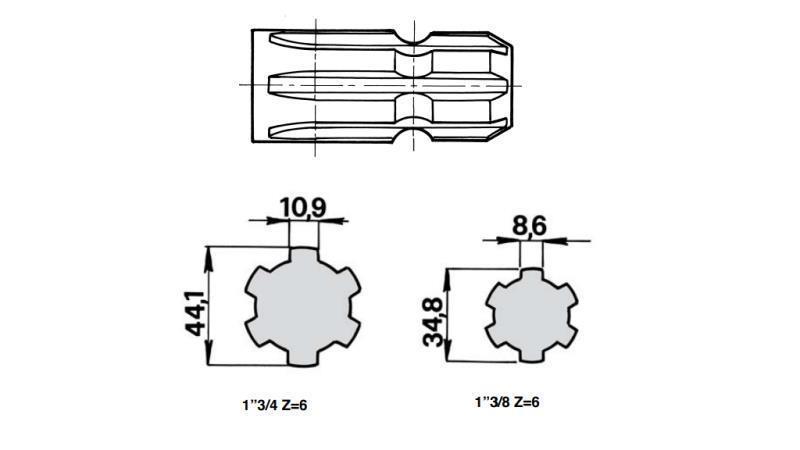 PTO SHAFT EXTENSION WITH PIN from 1”3/4  to 1”3/8