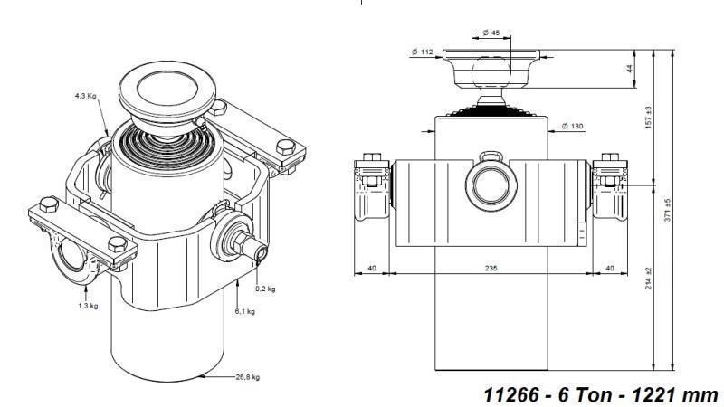 CILINDRO TELESCOPICO COMPACT 6 SFILATE 1221mm x125 -SFERA