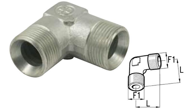 KĄT HYDRAULICZNY 90° BSP KRÓTKI MĘSKI-MĘSKI 1/2