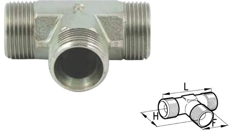 HYDRAULIC TEE FITTING BSP MALE-MALE 3/4