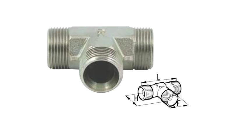 HYDRAULIC TEE FITTING BSP MALE-MALE 1/2