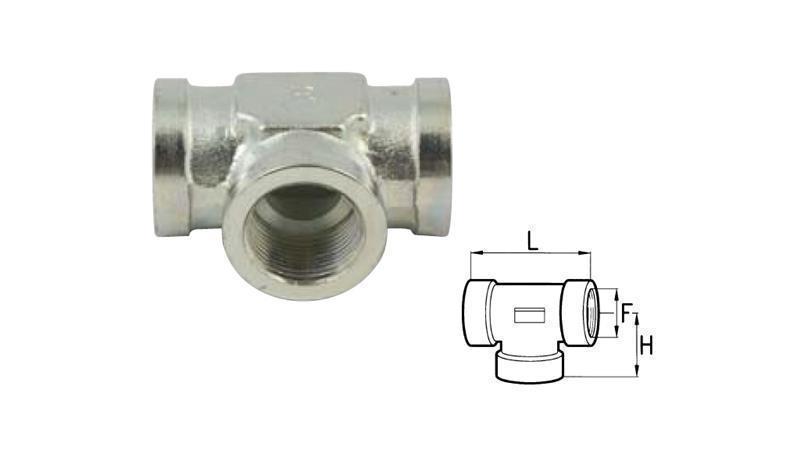 HYDRAULIC TEE FITTING FEMALE-FEMALE 3/4