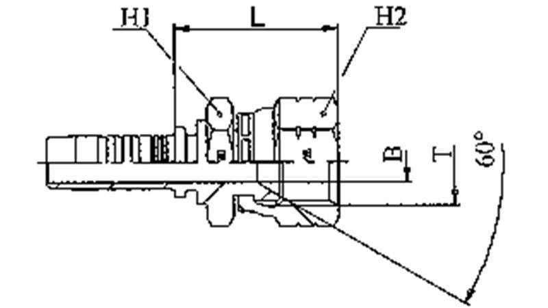 HYDRAULIC FITTING JIS Japanese 60° KOMATSU FEMALE DN12-M22x1,5