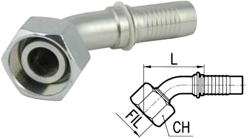 HYDRAULIC FITTING DKOS 25 S FEMALE ELBOW 45°