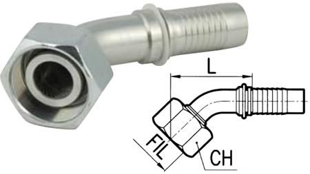 HIDRAULIKUS IDOM DKOL 12 L NŐI TÉRD 45* DN8-M18x1,5