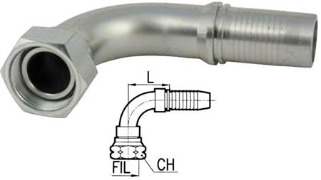 HYDRAULISCHER ANSCHLUSS BSP WEIBLICH KNIE 90° DN10-3/8