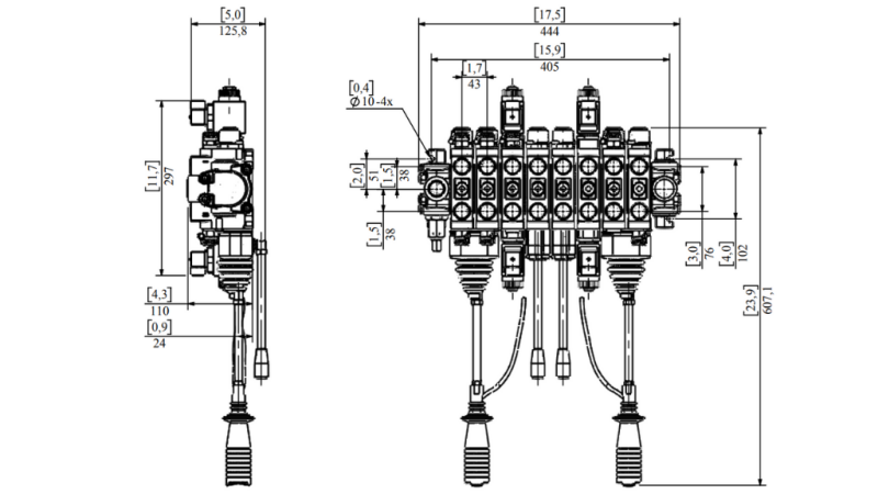 ZAWÓR HYDRAULICZNY HIAB 8XPC70 + 2X JOYSTICK - STEROWANIE ELEKTRYCZNE 12V