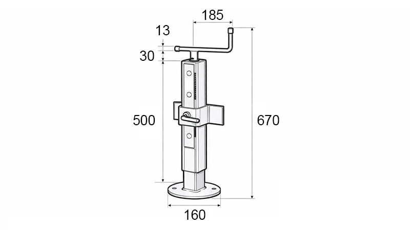 AJUSTABLE PATA DE APOYO ROSCADA (ALTURA 500 mm - CARRERA 300 mm) - 1.000 kg