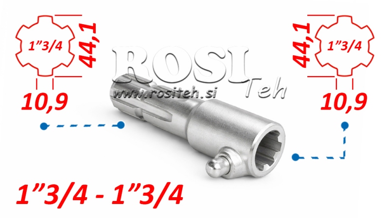 KARDANSKI NASTAVEK Z ZATIČEM iz 1-3/4 na 1-3/4 (165 mm)