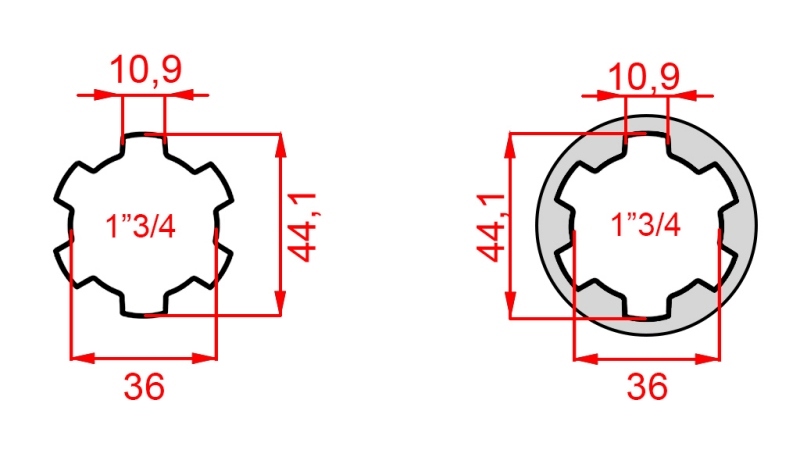 ADAPTADOR CARDÃ COM PINO DE 1-3/4 PARA 1-3/4 (165 mm)