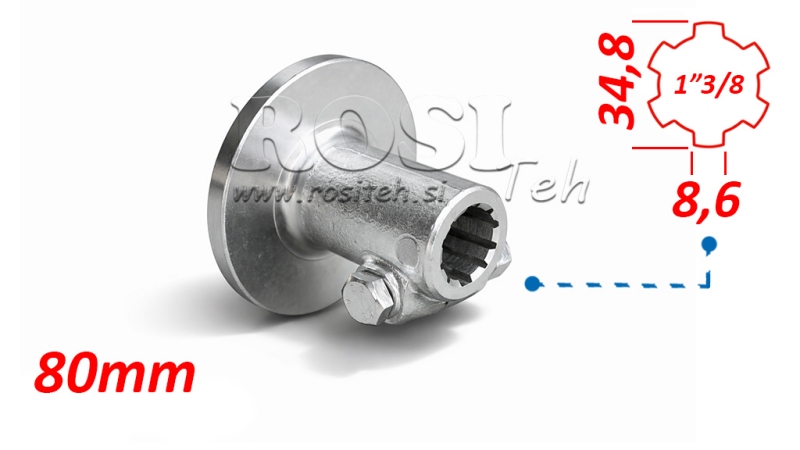 ADAPTATEUR CARDAN AVEC BRIDE ET GOUPILLE 1-3/8 (80 mm)