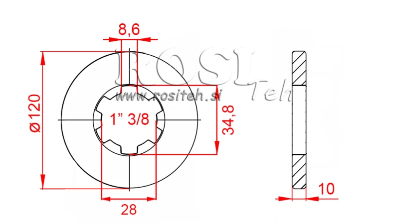 KARDANSKI NASTAVEK S PRIROBNICO IN ZATIČEM 1-3/8 (80 mm)