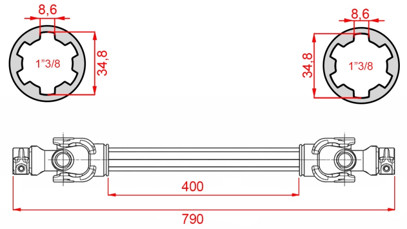 ALBERO CARDANICO ECO 790mm 35-60HP STANDARD