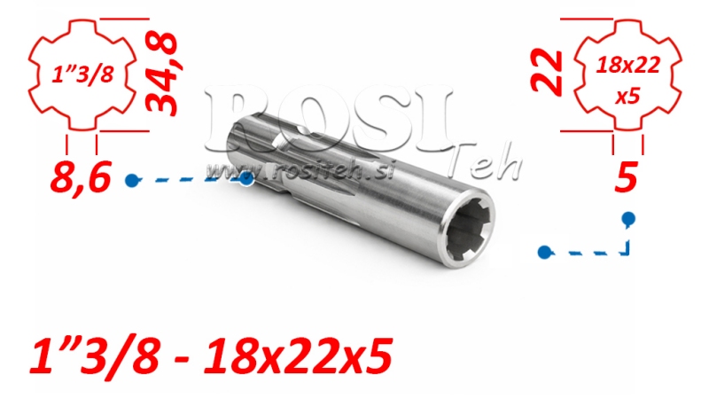 ADAPTADOR P.T.O. 13/8 18x22x5 - 6 DENTES