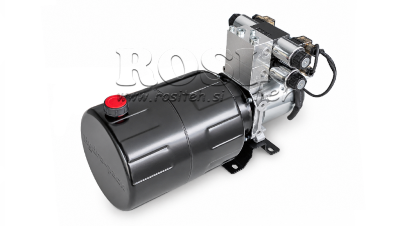 MINI CENTRALE HYDRAULIQUE 24V DC - 2.2kW = 2.1cc - 8 lit - 2x unité double effet (métal)