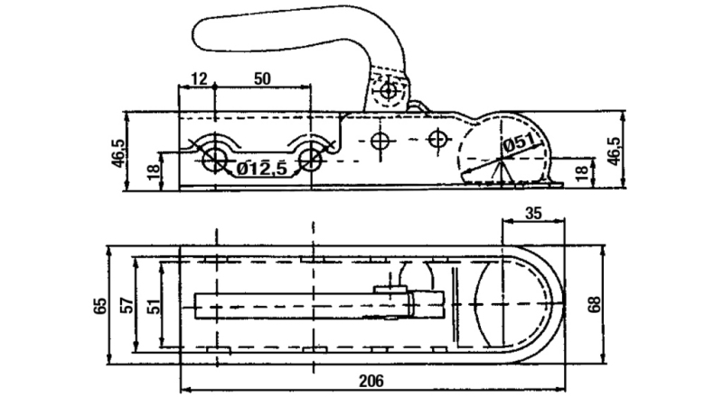 GANCHO DE REBOQUE PARA CARRETA REDONDA FI50