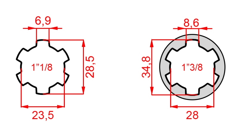 ADATTATORE CARDANICO DA 1-3/8 A 1-1/8 (140 mm)