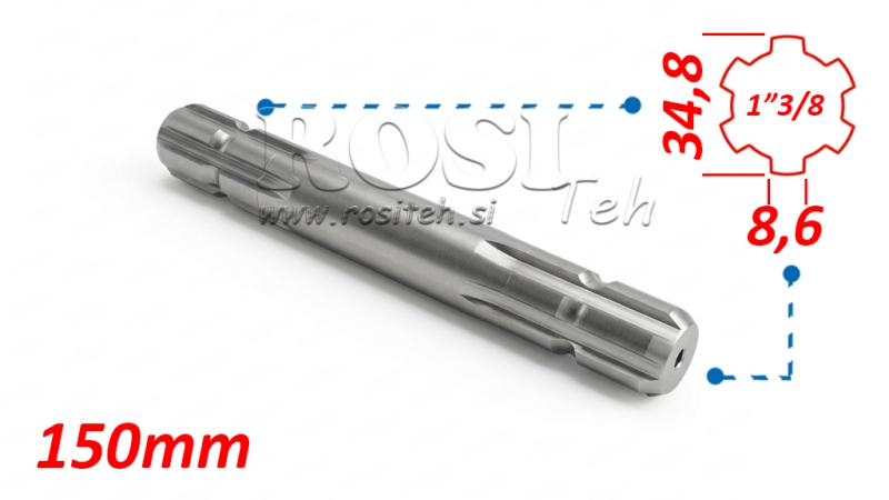 P.T.O. ADAPTER 13/8 ABIEJŲ PUSIŲ L=150