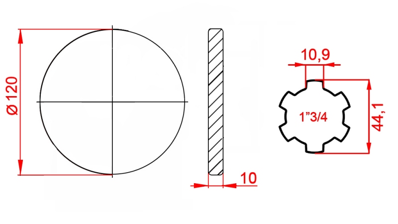 ADAPTATEUR CARDAN AVEC BRIDE 1-3/4 (120 mm)