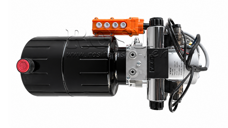 MINI HYDRAULIKAGGREGAT 12V DC - 1,6kW = 2,1cc - 8 lit - 2x Doppelwirkende Funktion (Metallgehäuse)