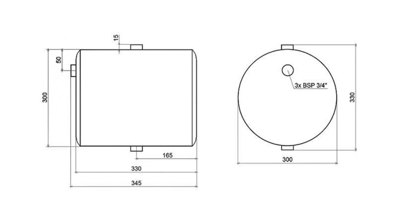 METALLRESERVOIR 20 LITER RUNDE DIAMETER 300mm - HÖHE 340mm