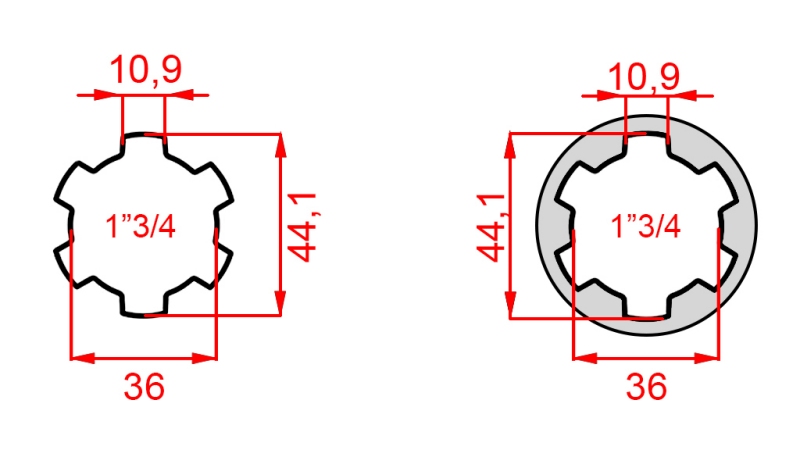KARDÁN ADAPTER 1-3/4-RŐL 1-3/4-RE (165 mm)