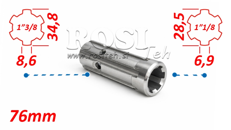 KARDANSKI NASTAVEK ADAPTER iz 1''1/8 na 1-3/8 L-76mm