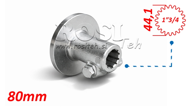 KARDAN ADAPTER MET FLENS EN PEN 1-3/4 (80 mm) (20 SPLINES)