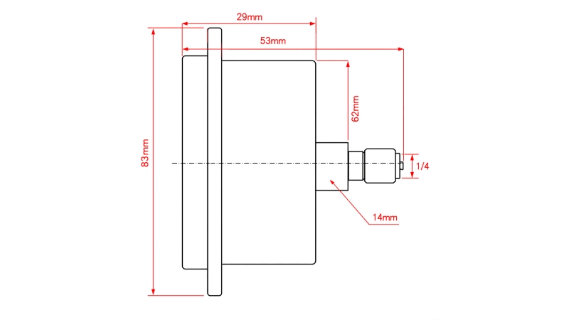 MANOMETER DN63 REAR 0 - 60 BAR - 1/4