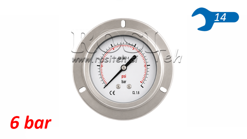 MANOMETER fi 63 mm REAR 0-6 BAR - 1/4