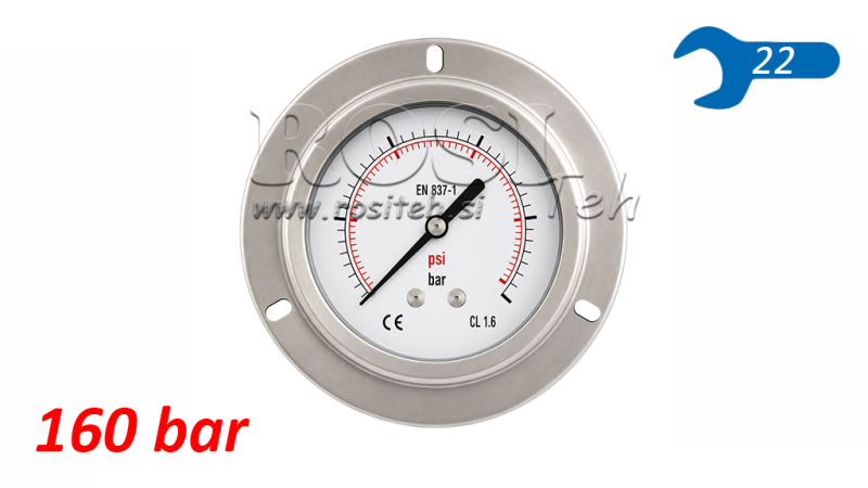 MANOMETER DN100 REAR 0 - 160 BAR - 1/2