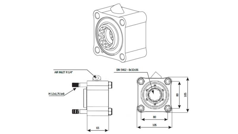 ENTRAÎNEMENT DE POMPE HYDRAULIQUE - ZF1 MOULAGE - dimensions
