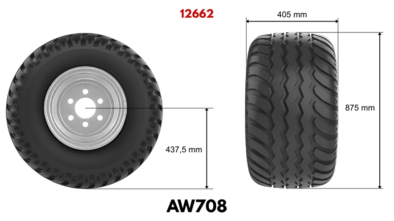 400/60-15,5 TYRE AW708 - 16 PR WITH RIM 13,00 x 15,5
