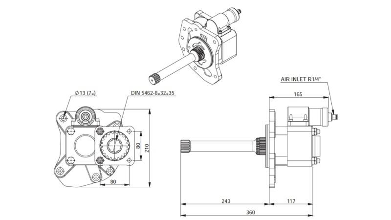 Abmessungen HYDRAULIKPUMPENANTRIEB - MERCEDES G155 - 2 ACTROS